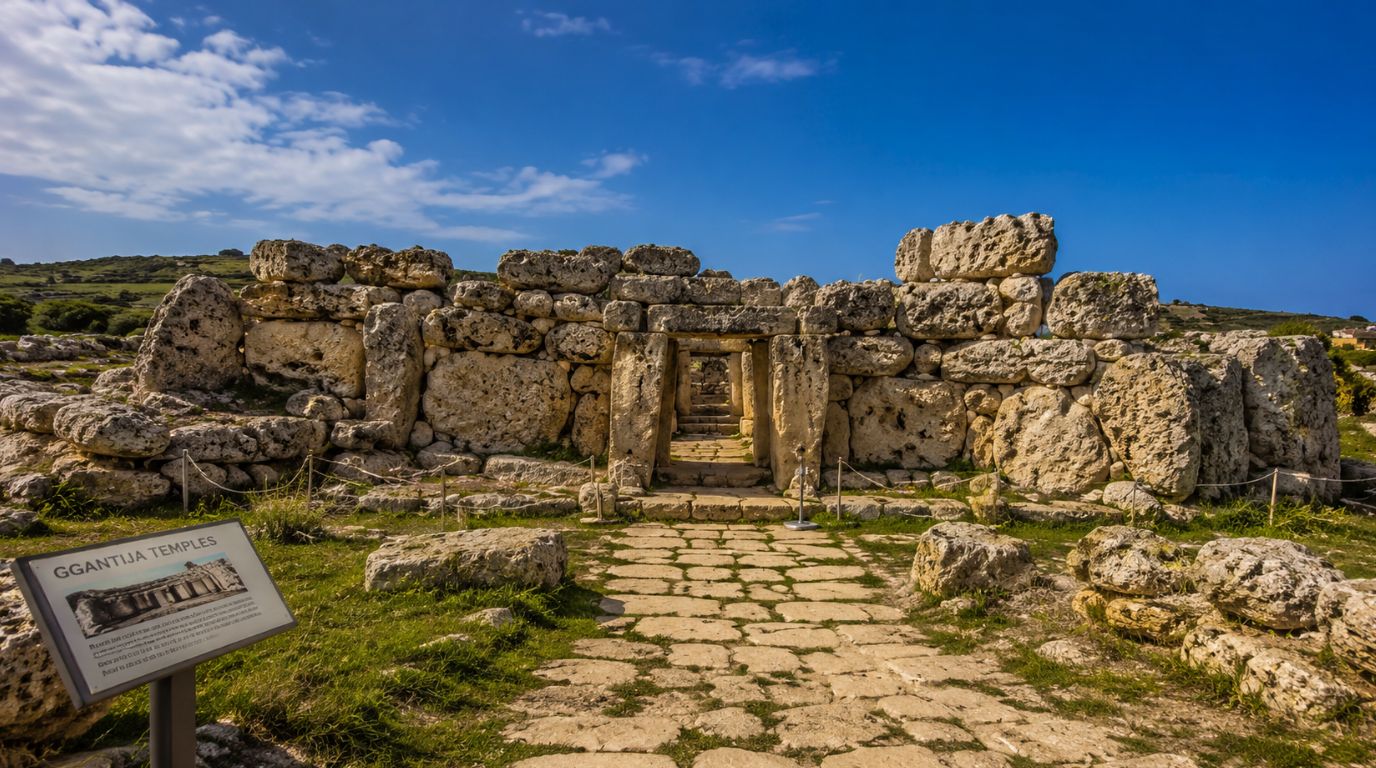 Ggantija megalithic temples in Gozo, Malta, ancient stone structures