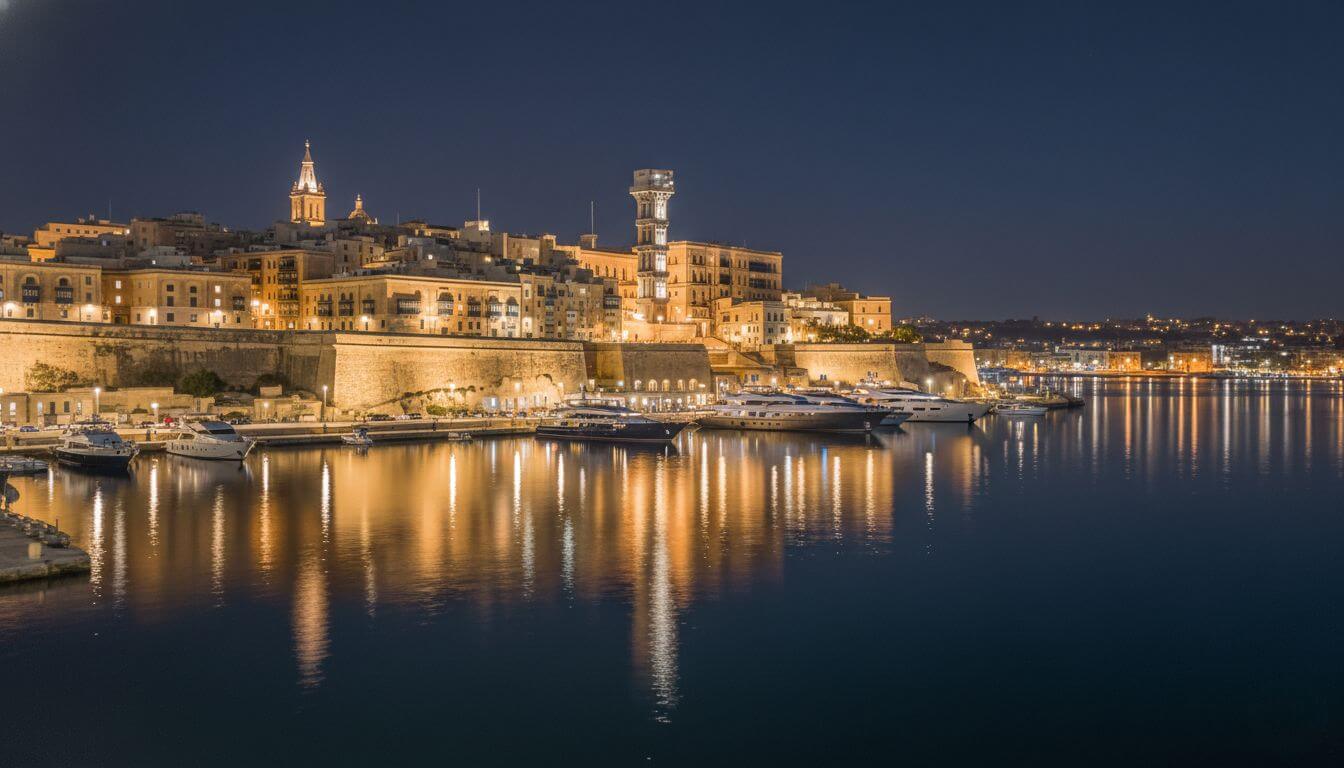 Valletta waterfront at night