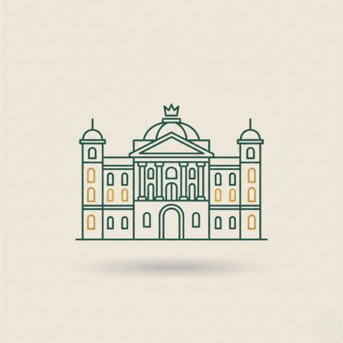 Elegant line icon of a luxury venue or historical building