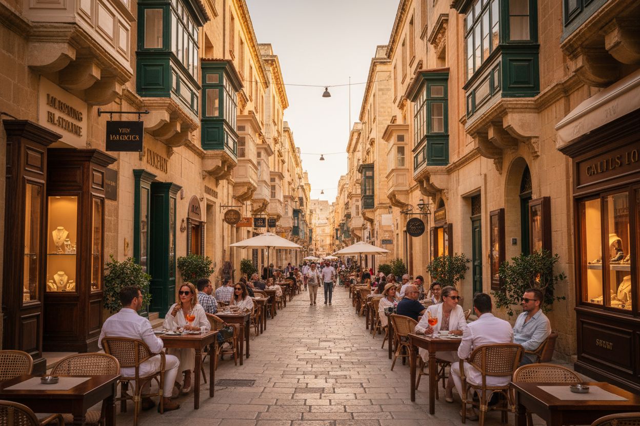 Valletta street scene showing Malta’s Mediterranean culture and charm