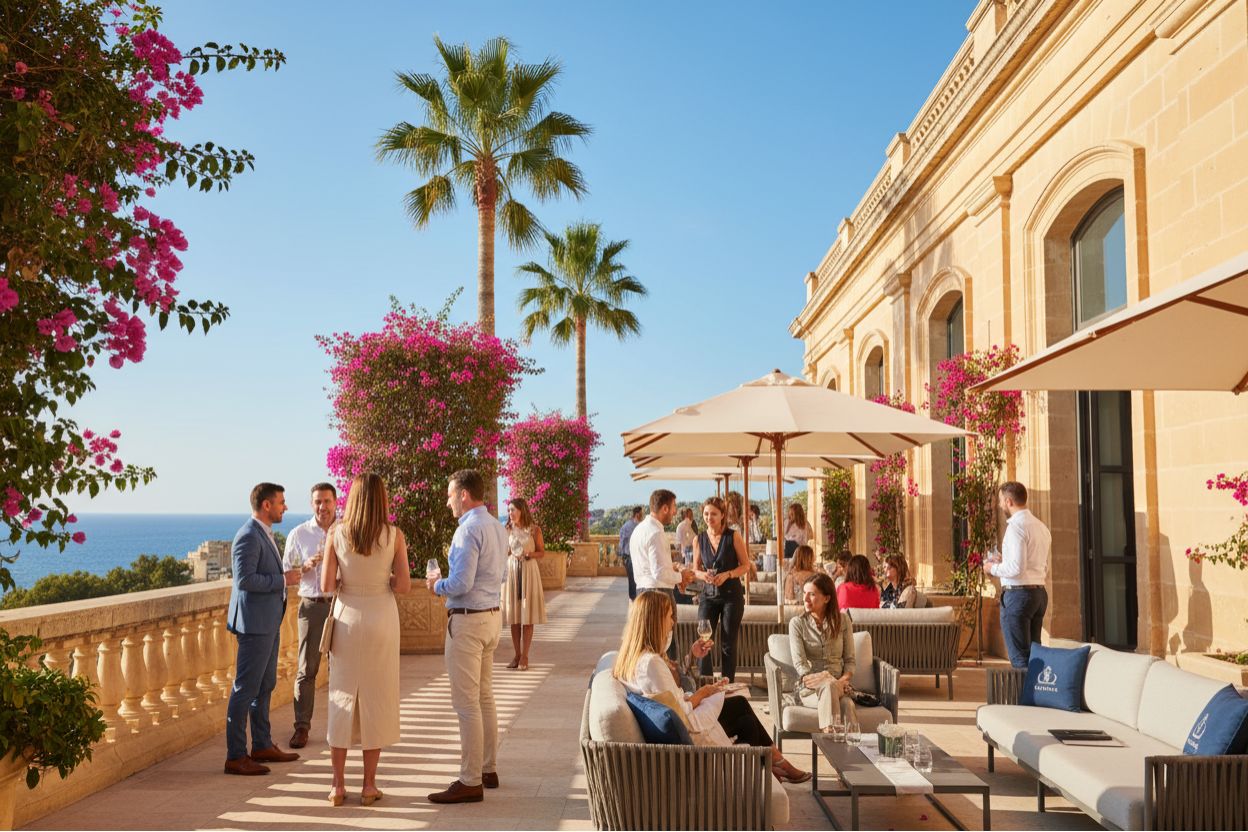 Outdoor networking event under Malta’s sunny sky