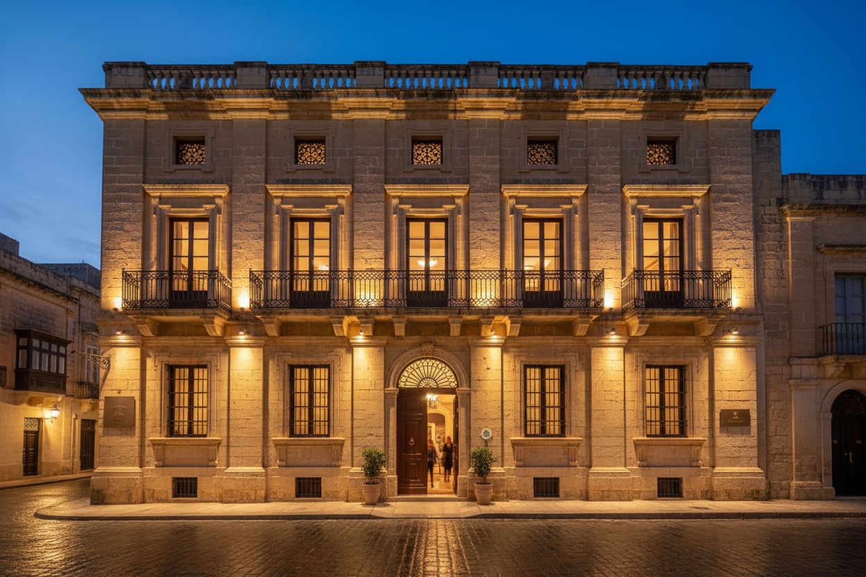 Luxury hotel suite in Malta with sea view, representing world-class accommodation